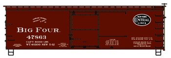 Accurail 81892 HO Scale Big Four New York Central 36' Wood Boxcar #47863 Kit