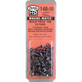 Kadee 14825 HO Scale #148 Whisker Metal Couplers Medium Centerset Bulk Pack 25