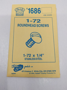 Kadee 1686 HO Scale 1-72 x 1/4in Stainless Steel Screws Pack of 12 Hardware