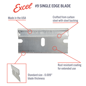 Excel Blades 20009 #9 Single Edge Razor Blades 2-Facet (10 pack) for Modeling