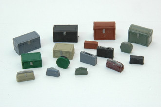 J & L Innovations 345 HO Scale Vintage Luggage & Trunk Detail Set(16) Miniature