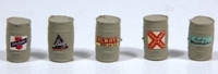 J & L Innovations 719 HO Scale Custom Wood Kegs with Vintage Beer Labels(5)