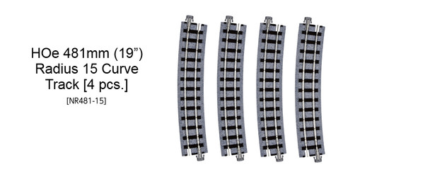 Kato 52-250 HOe Narrow Gauge Unitrack R481-15 Curved Track 19in Radius 4-Pack