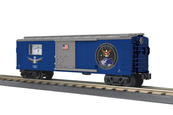 MTH 30-71267 O Gauge RailKing Space Command Boxcar with Operating Power Meter