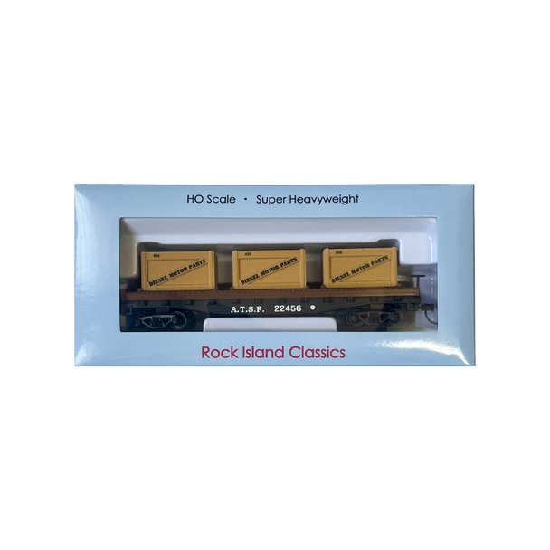 Rock Island Hobby 032213 HO Scale Santa Fe 40' Flat Car with Crates ATSF