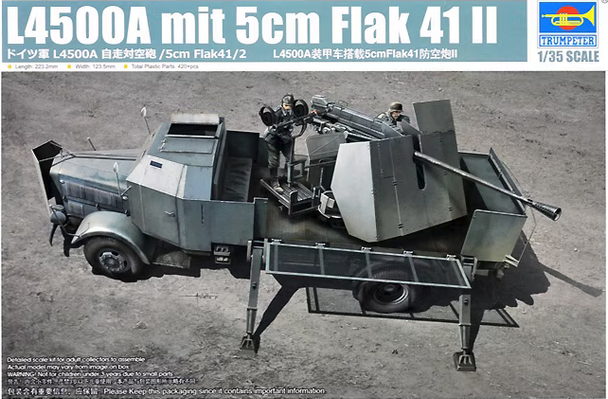 Trumpeter 1:35 Scale German L4500A mit 5cm Flak 41 II Plastic Model Kit 9594