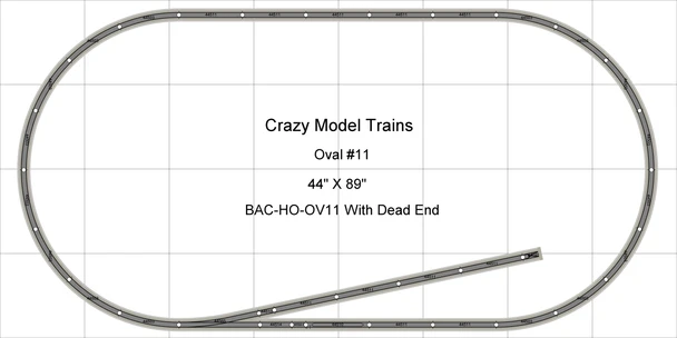 Bachmann E-Z Track HO Scale Oval #11 Basic Train Track Set - 44"X 89" W/Dead End