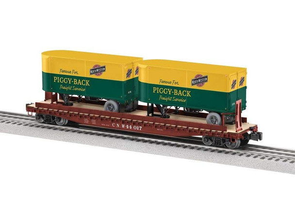 Lionel 2526370 O Scale Chicago & North Western TOFC Flat Car w/2 Trailers #44017