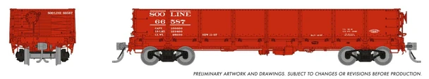 Rapido 163016A HO Scale Soo Line 40' Drop-Bottom Gondola #'s Vary