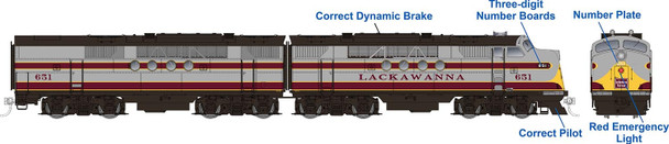 Rapido 53518 HO Scale Lackawanna (DL&W) FT A+B Set #651A/651B (DCC/Sound)