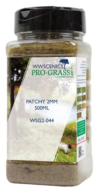 WWScenics WSG2-044 All Scale 2mm Patchy Static Grass 500ml Canister