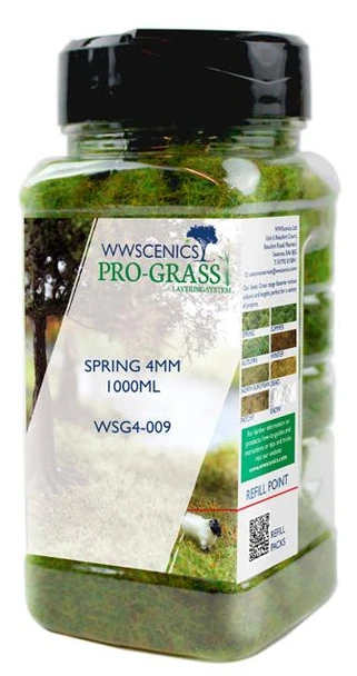 WWScenics WSG4-009 All Scale 4mm Spring Static Grass 1000ml Canister