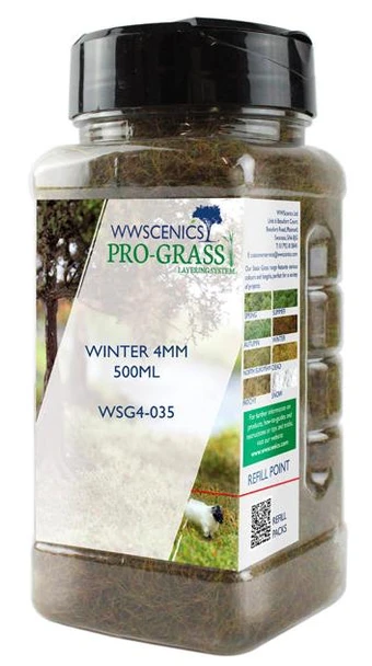 WWScenics WSG4-035 All Scale 4mm Winter Static Grass 500ml Canister