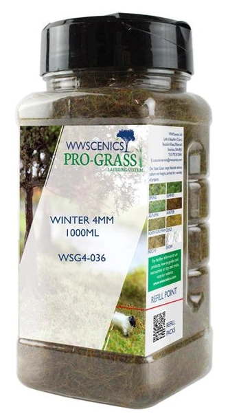 WWScenics WSG4-036 All Scale 4mm Winter Static Grass 1000ml Canister