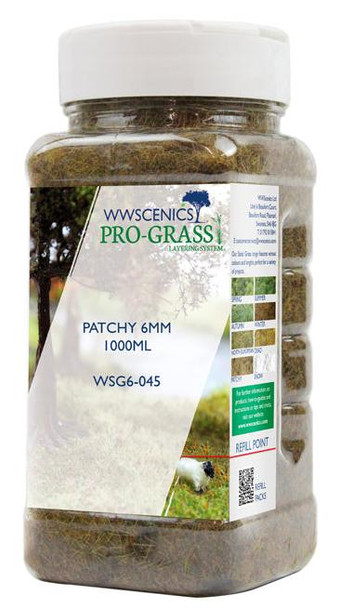 WWScenics WSG6-045 All Scale 6mm Patchy Static Grass 1000ml Canister