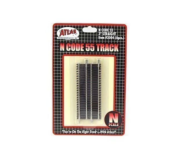 N Code 55 Nickel Silver 3" Straight Track (6) Atlas Trains