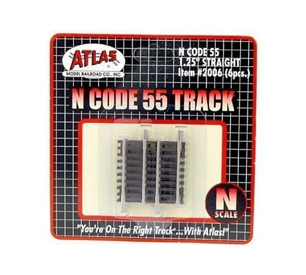 N Code 55 Nickel Silver 1.25" Straight Track (6) Atlas Trains