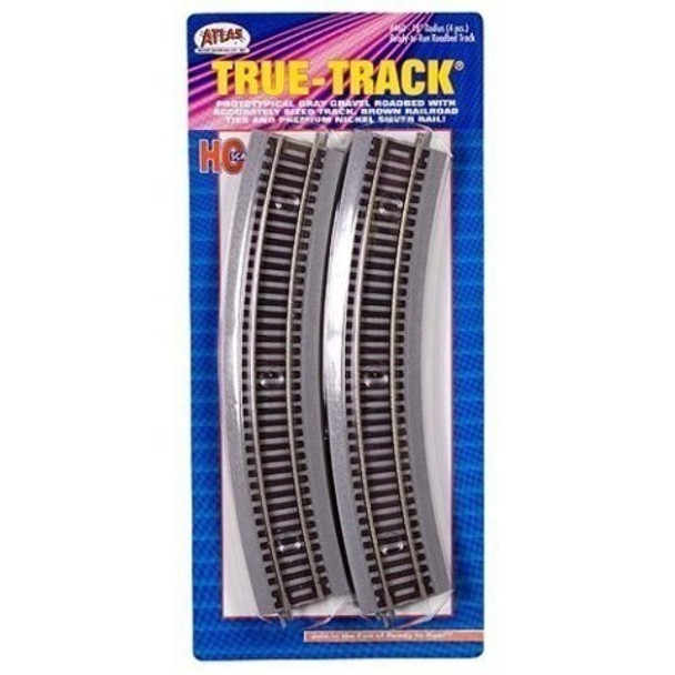 Atlas HO Scale True-Track w/ Roadbed 18" Radius Curve 4-Pack Model Train Track