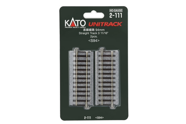 Kato 2-111 UNITRACK HO 94mm (3-11/16") Straight Track, (2 ea)