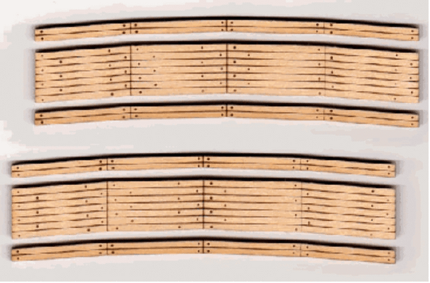 Blair Line LLC 113 HO Scale 27"-29" Laser Cut Curved Wood Grade Crossings (2)