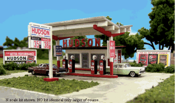 Blair Line LLC 1002 N Scale Hudson Oil Gas Station Kit Unassembled Wood Kit