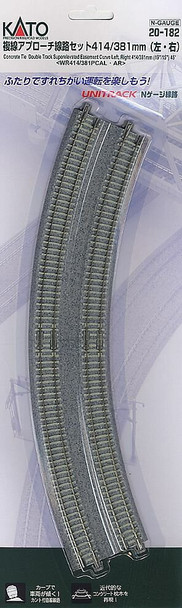 Kato 20-182 N 15"/19" 45-Degree Double Track Easement (2) Concrete Tie