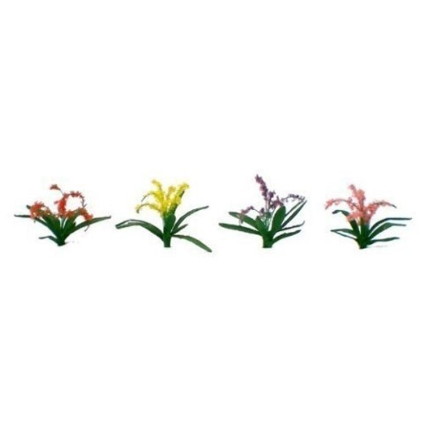 JTT Scenery 95548 HO 3/8" Tall Red, Pink, Yellow, Purple Flower Plants (30)