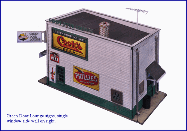 Blair Line LLC 1008 N Scale Green Door Tavern Kit Unassembled Wood Kit