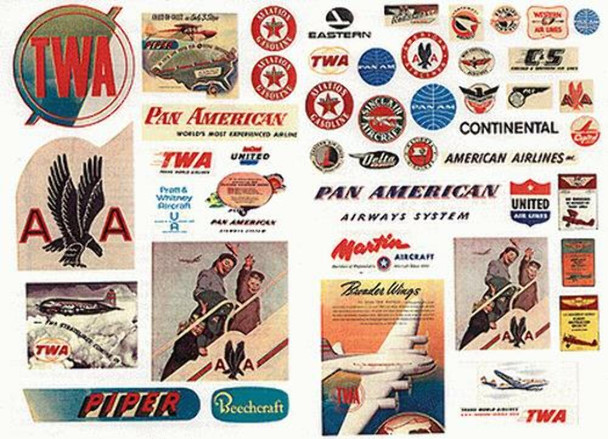 JL Innovative 244 HO Scale Vintage Aviation & Airline Signs 1940'-50's