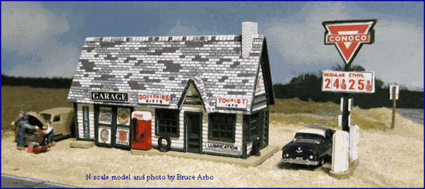 Blair Line LLC 081 N Scale Ernie's Gas Station Kit Unassembled Wood Kit