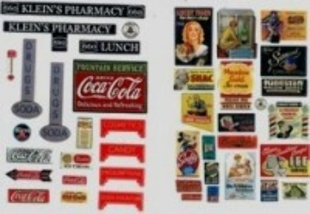 JL Innovative 242 HO Scale Vintage Drugstore & Pharmacy Signs 1930's-50's