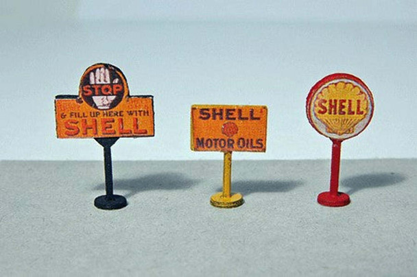 JL Innovative 464 HO Scale Vintage Gas Station Curb Signs Shell