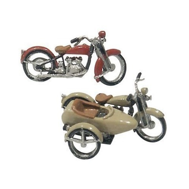 Woodland Scenics D228 HO Scale Motorcycles and Sidecar