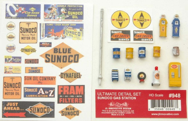 JL Innovative 948 HO Scale Ultimate Detail Set Sunoco Gas Station