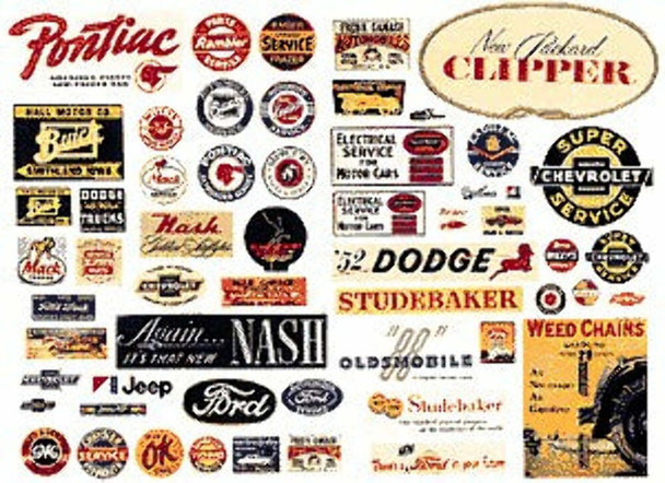 JL Innovative 404 HO Scale Vintage Automobile Signs 1940's - 50's