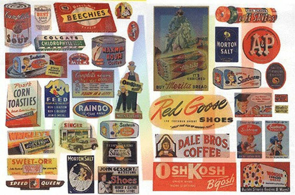 JL Innovative 426 HO Scale Vintage Food/Household Signs 1940's and 50's