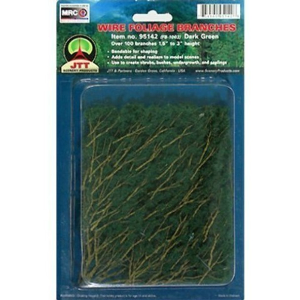 JTT Scenery 95520 HO Scale FOLIAGE BRANCHES, Dark Green, 1.5" to 3", 60 pcs