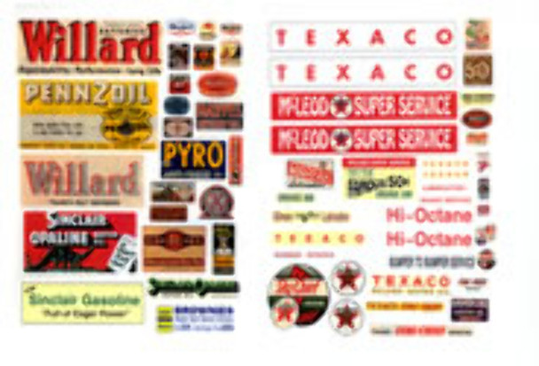 JL Innovative 384 HO Scale Gas Station Signs, Series III 1930's - 60's