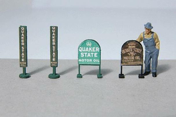JL Innovative 472 HO Scale Vintage Gas Station Curb Signs Quaker State