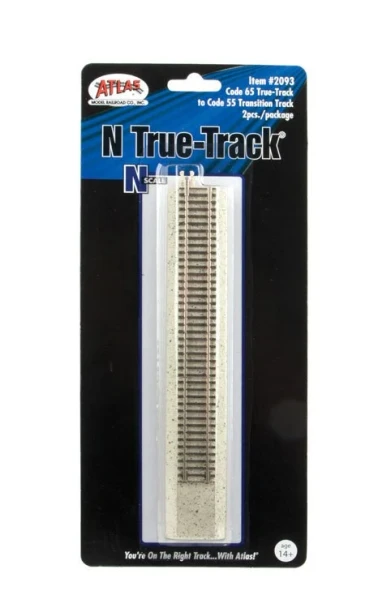 Atlas 2093 N Code 65 True Track to Code 55 Transition Track 2 pcs