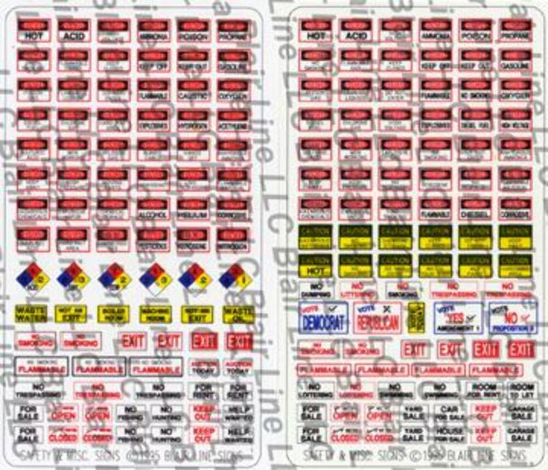 Blair Line LLC 152 HO Scale "Safety, Warning and Misc. Signs