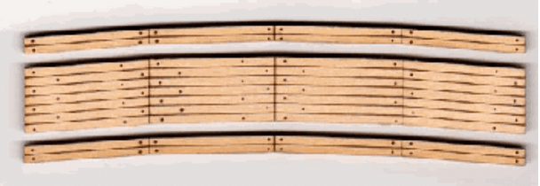 Blair Line LLC 225 O 50"-58" Laser Cut Curved 2-Rail Wood Grade Crossings (2)