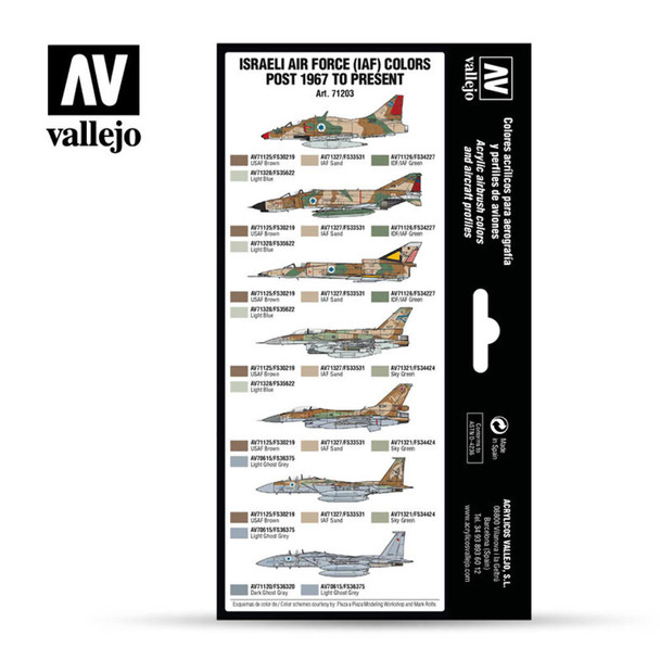 Vallejo 71203 Israeli Air Force (IAF) colors Post 1967 to Present (8 PK)