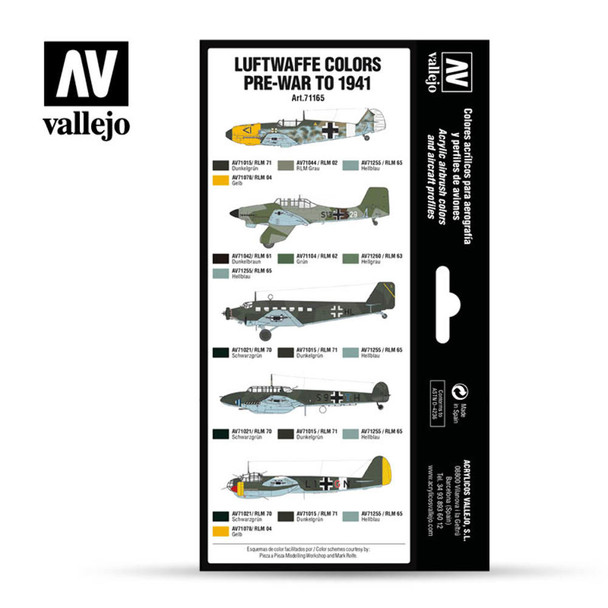 Vallejo 71165 Luftwaffe colors pre-war to 1941 (8 PK)