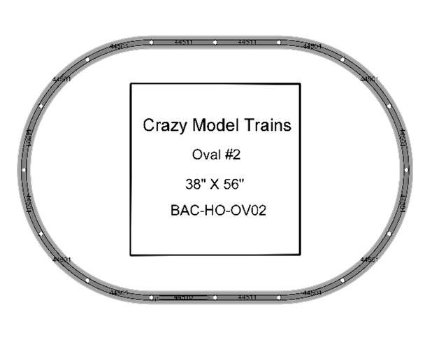 Bachmann E-Z Track HO Scale Oval #02 Basic Train Track Set - 38" X  56"