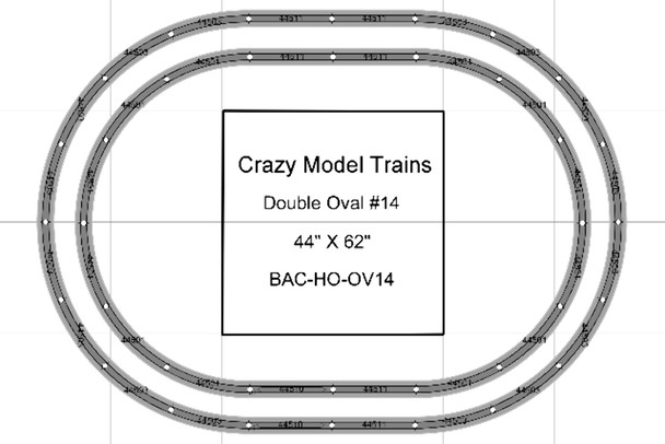 Bachmann E-Z Track HO Scale Double Oval #14 Basic Train Track Set - 44" X  62"