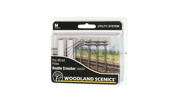 Woodland US2251 N Scale Pre-Wired Poles Double Crossbar