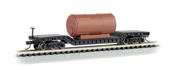 Bachmann 71395 N Scale 52' Center-Depressed Flat Car With Boiler
