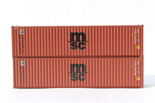 Jacksonville 405187 N Scale MSC FFAU 40' High Cube Containers (2)