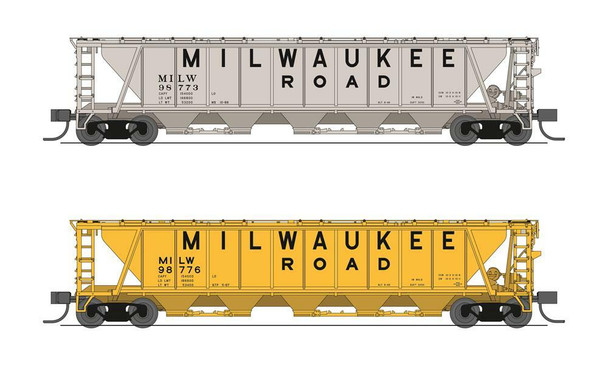 Broadway Limited 7262 N Scale MILW H32 Covered Hopper (2)